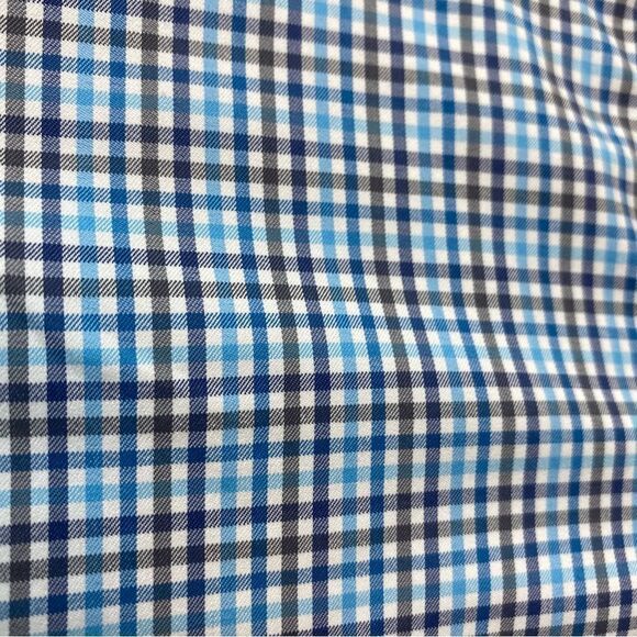 Untuckit Long Sleeve Button Down Breganze Blue White Plaid Shirt Size Large - Picture 6 of 9